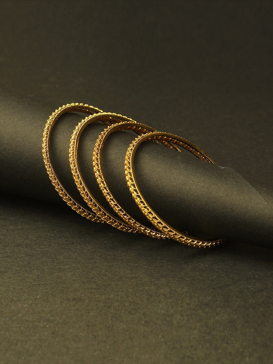 

Adwitiya Collection Women Set of 4 24K Gold-Plated Handcrafted Bangles