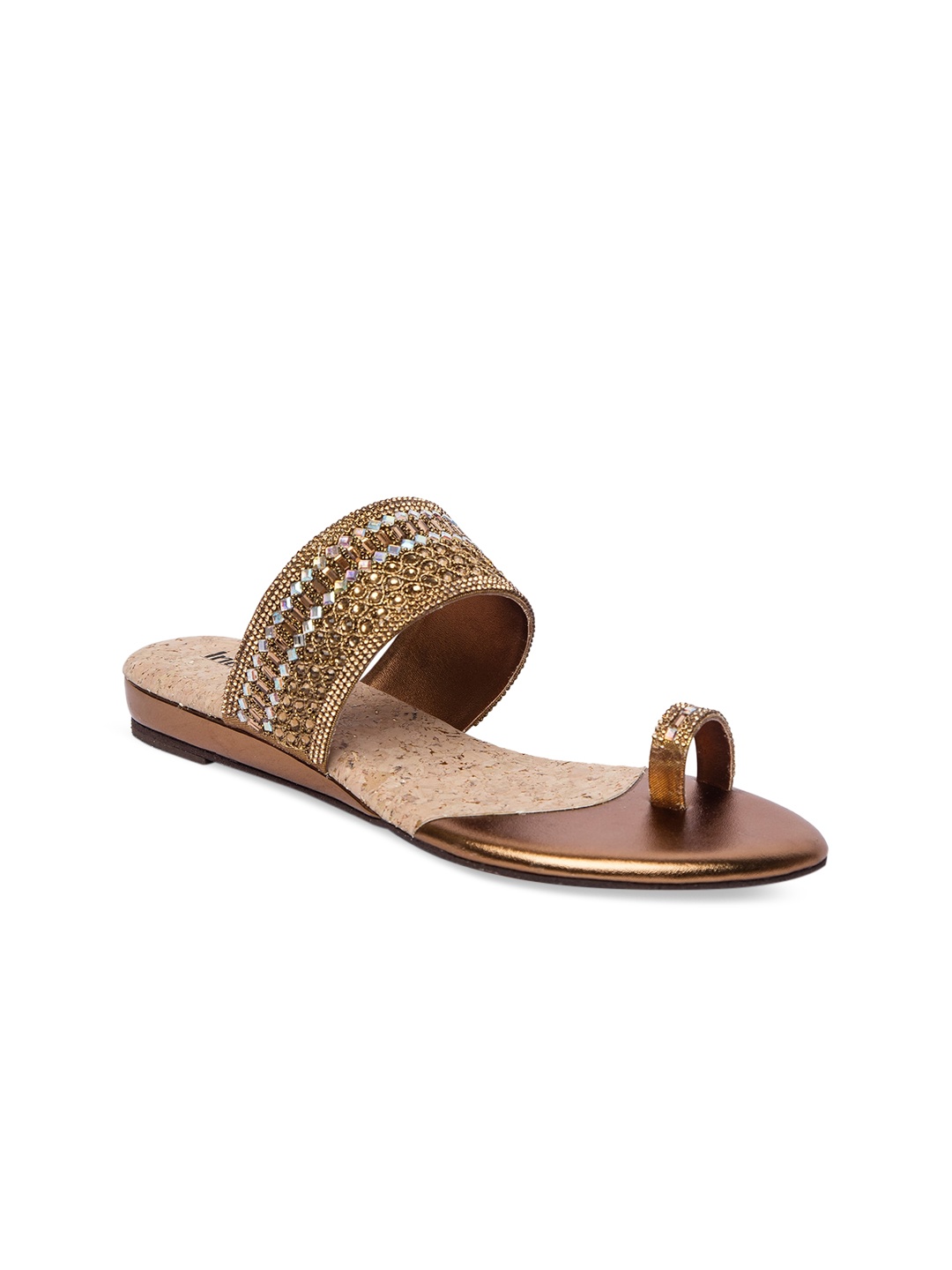 

Inc 5 Women Gold-Toned Embellished One Toe Flats
