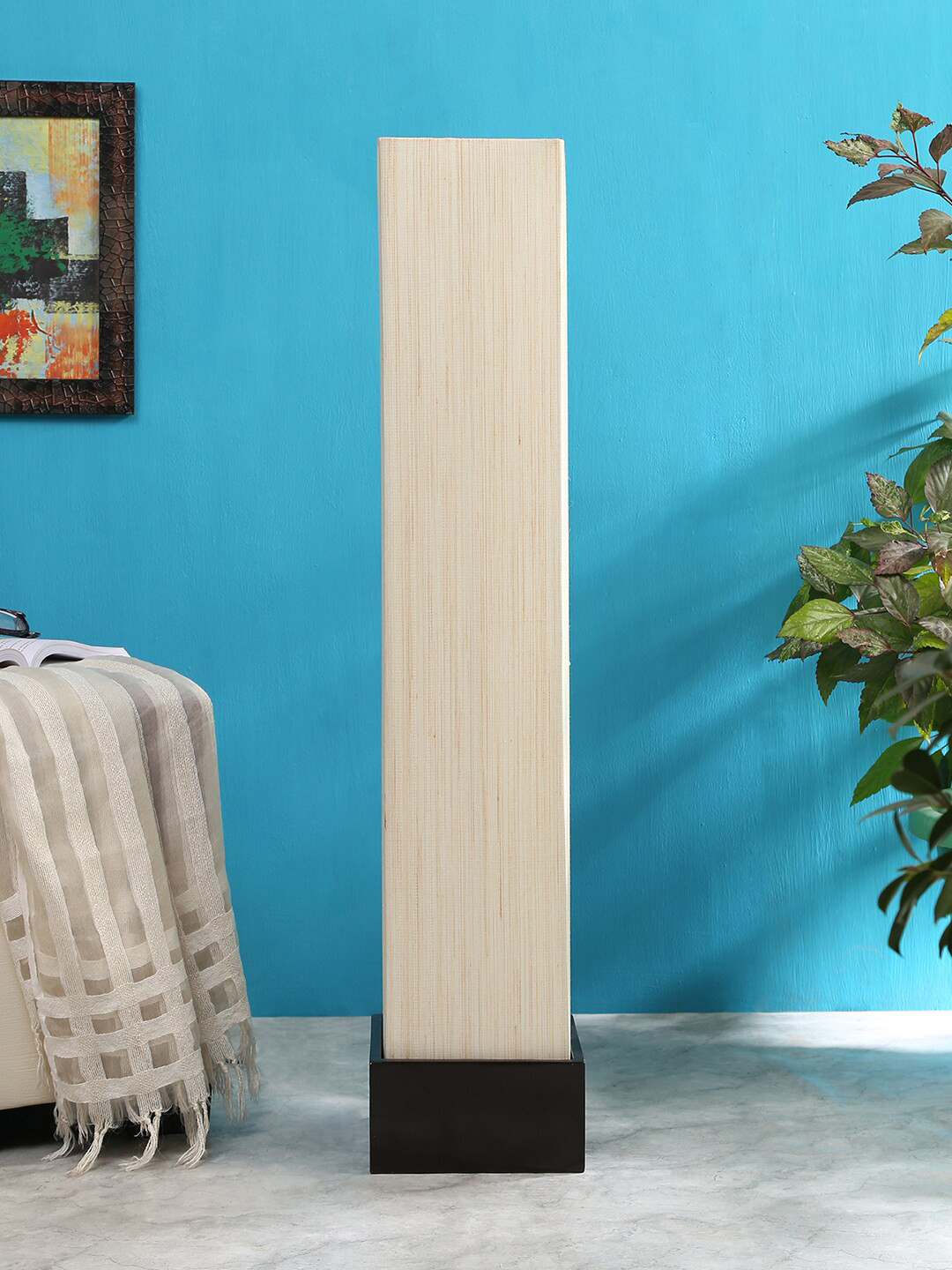 

Devansh Cream-Coloured Solid Khadi Square Column Lamp
