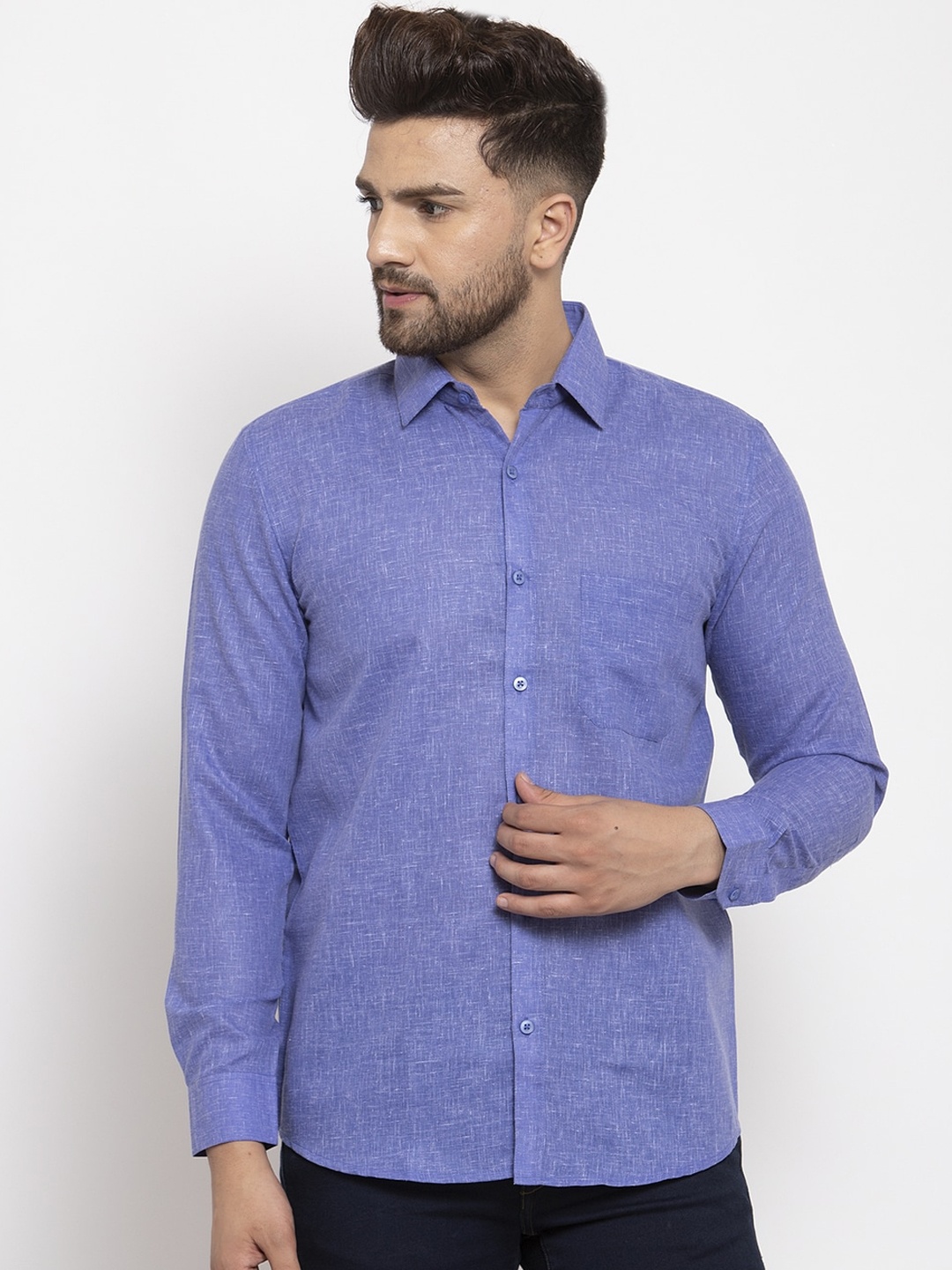 

JAINISH Men Blue Smart Regular Fit Solid Casual Shirt