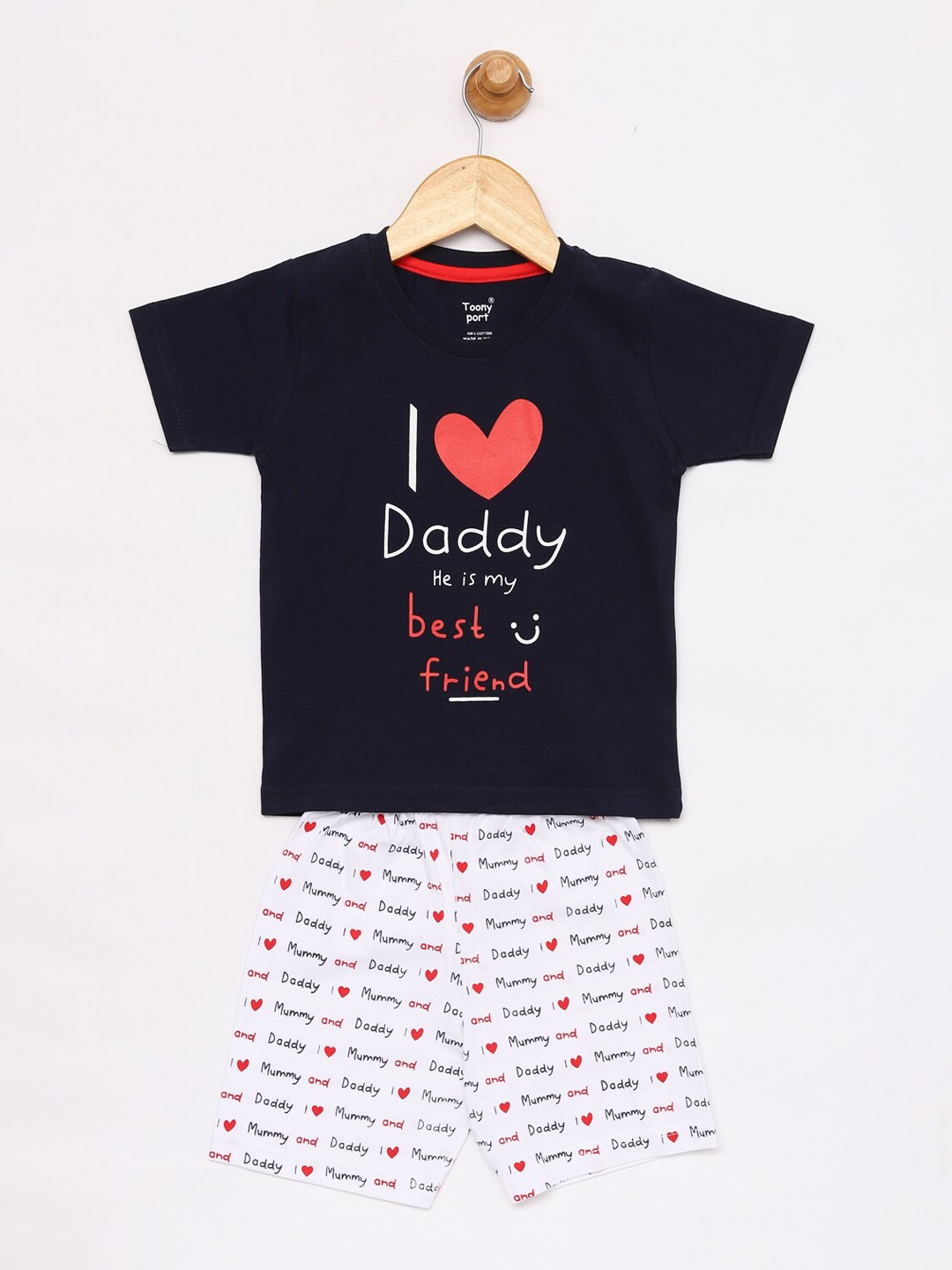 

Toonyport Kids Black & White Printed T-shirt with Shorts