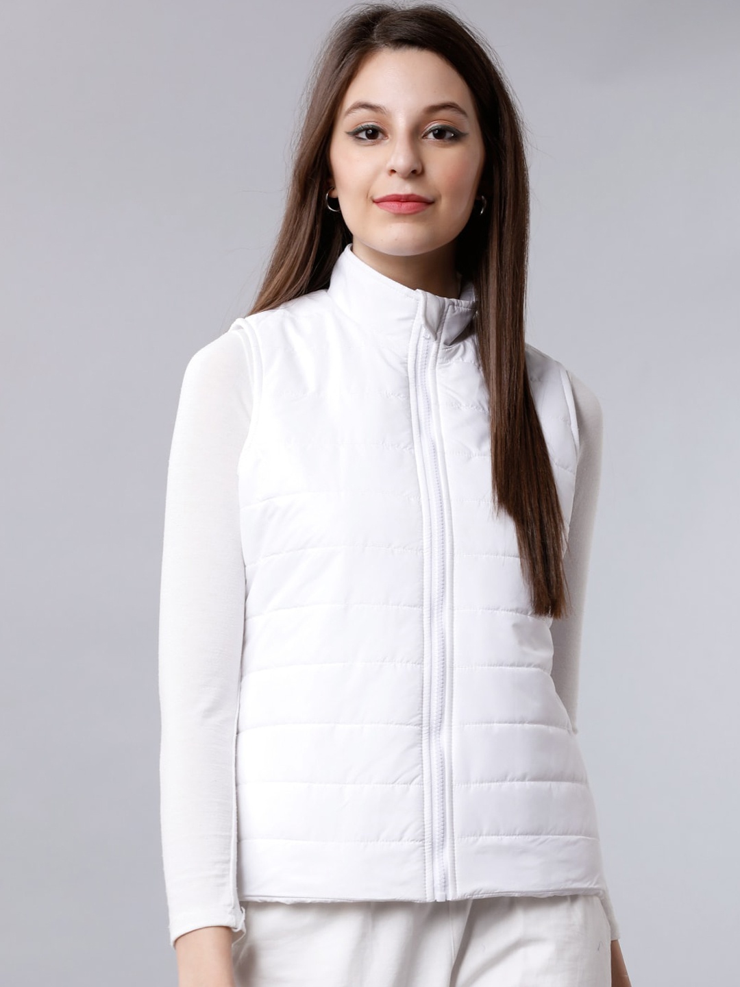 

Tokyo Talkies Women White Solid Padded Jacket