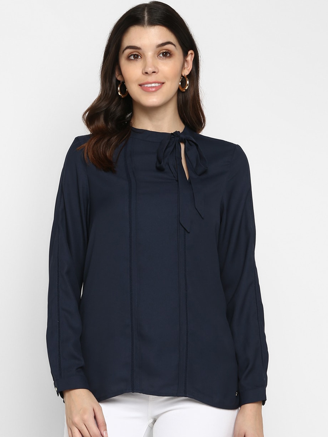 

Aditi Wasan Women Navy Blue Solid Top