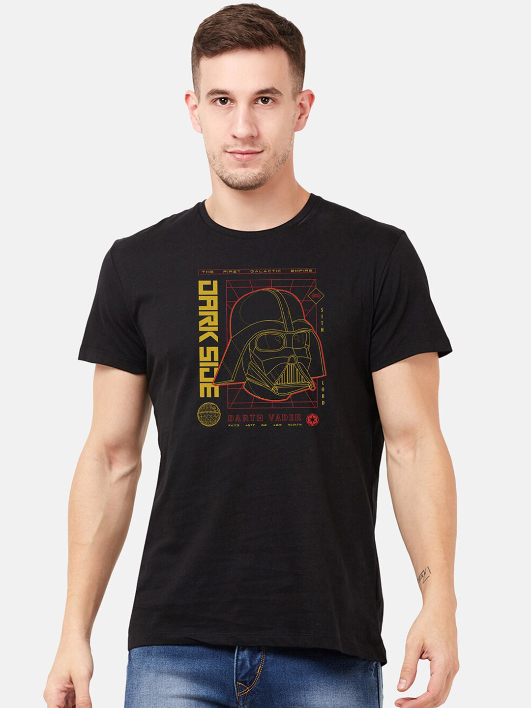 

Free Authority Star Wars printed Black Tshirt for Men