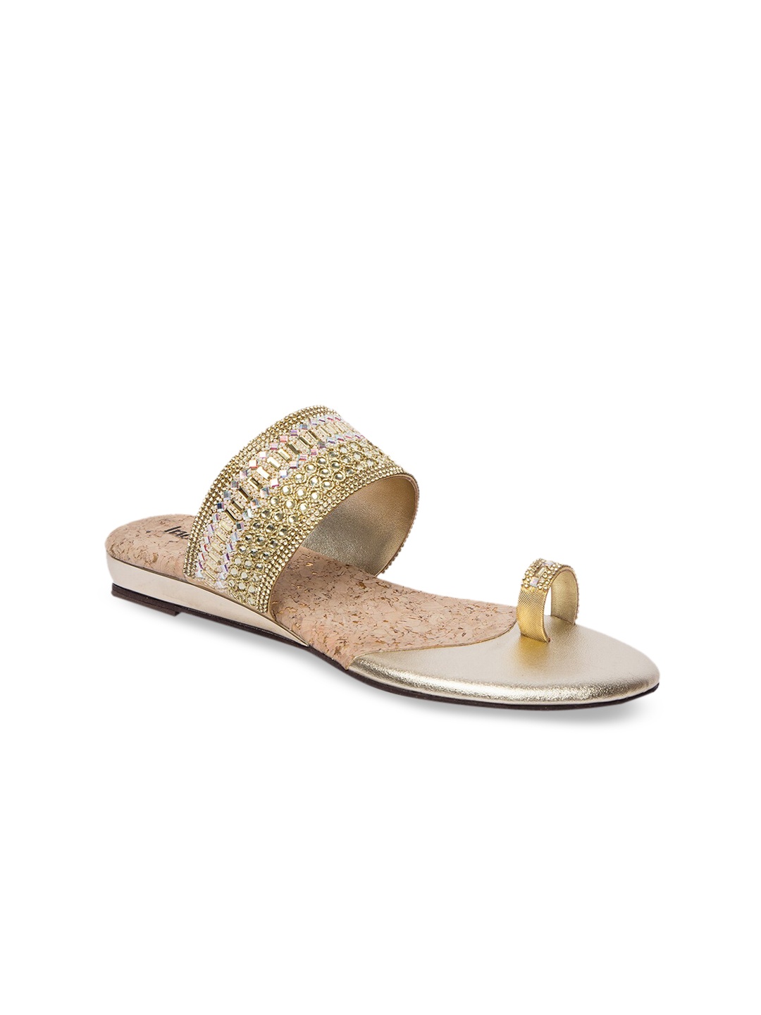 

Inc 5 Women Gold-Toned Embellished One Toe Flats