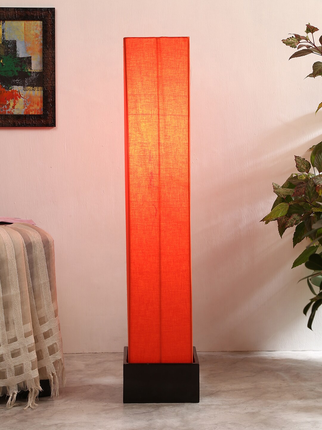 

Devansh Orange Solid Cotton Square Wooden Column Lamp