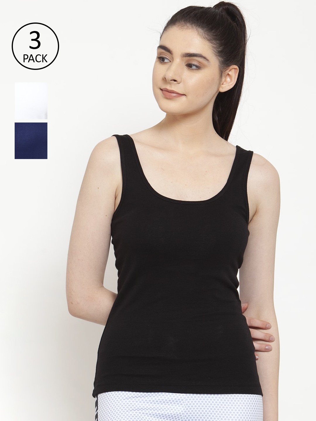 

Friskers Women Pack of 2 Solid Tank Tops, Black