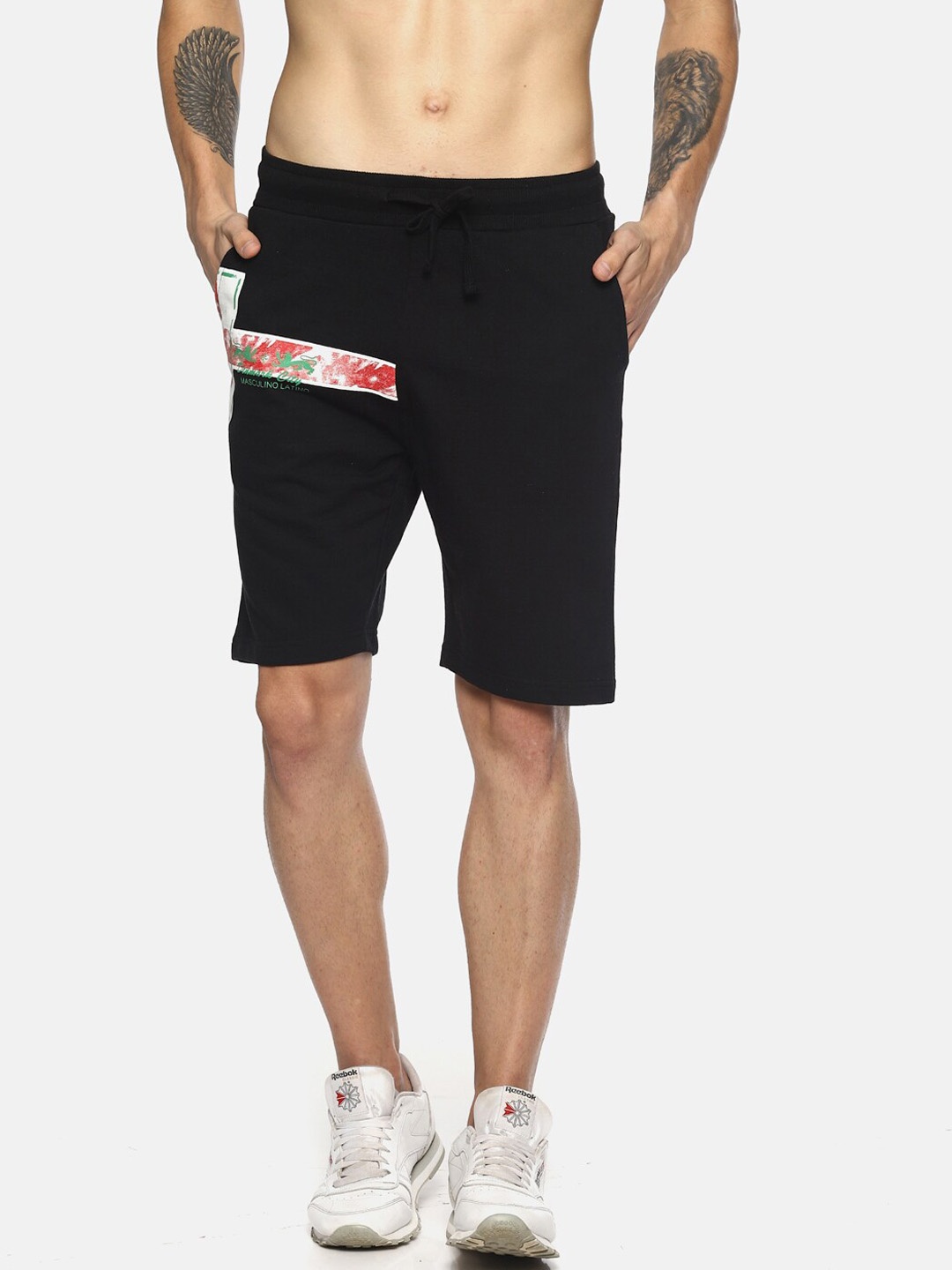 Masculino Latino Men Black Solid Regular Fit Regular Shorts
