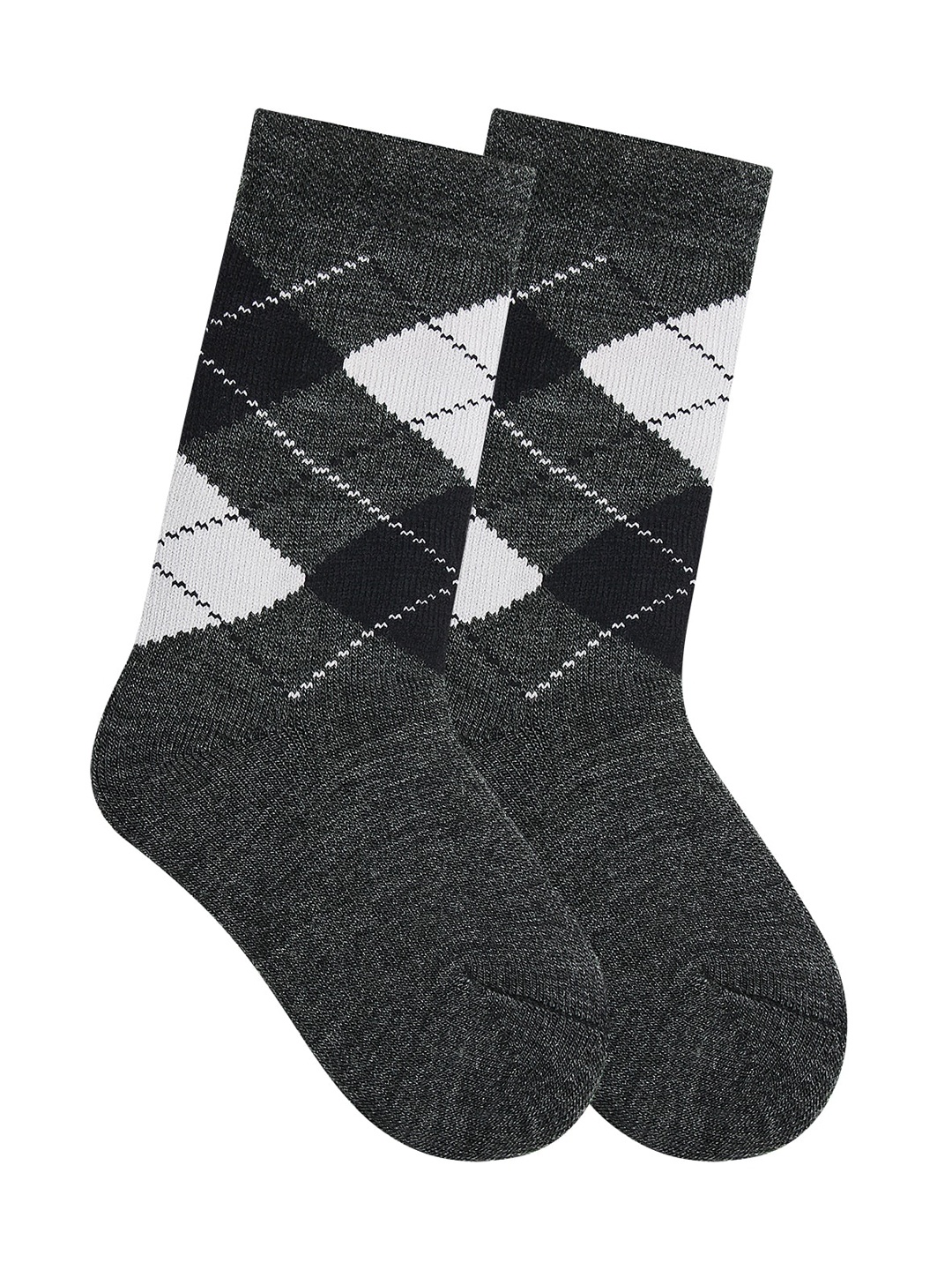 

Bonjour Kids Pack Of 2 Grey & Black Argyle Woolen Calf Length Socks