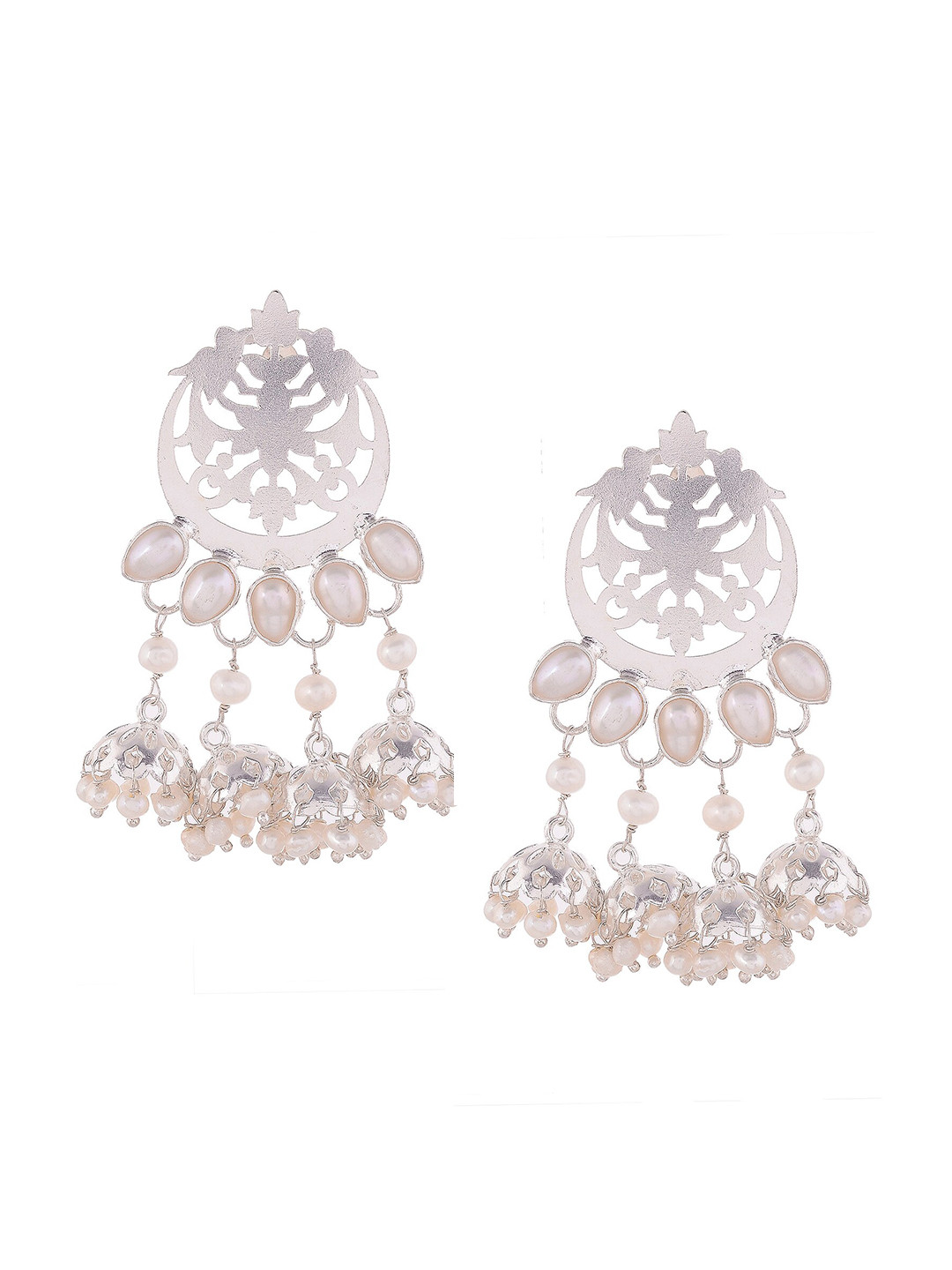 

Silvermerc Designs Silver & White Crescent Shaped Drop Earrings