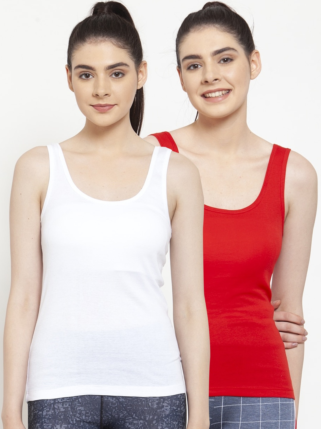 

Friskers Women Pack Of 2 Solid Tank Tops, White