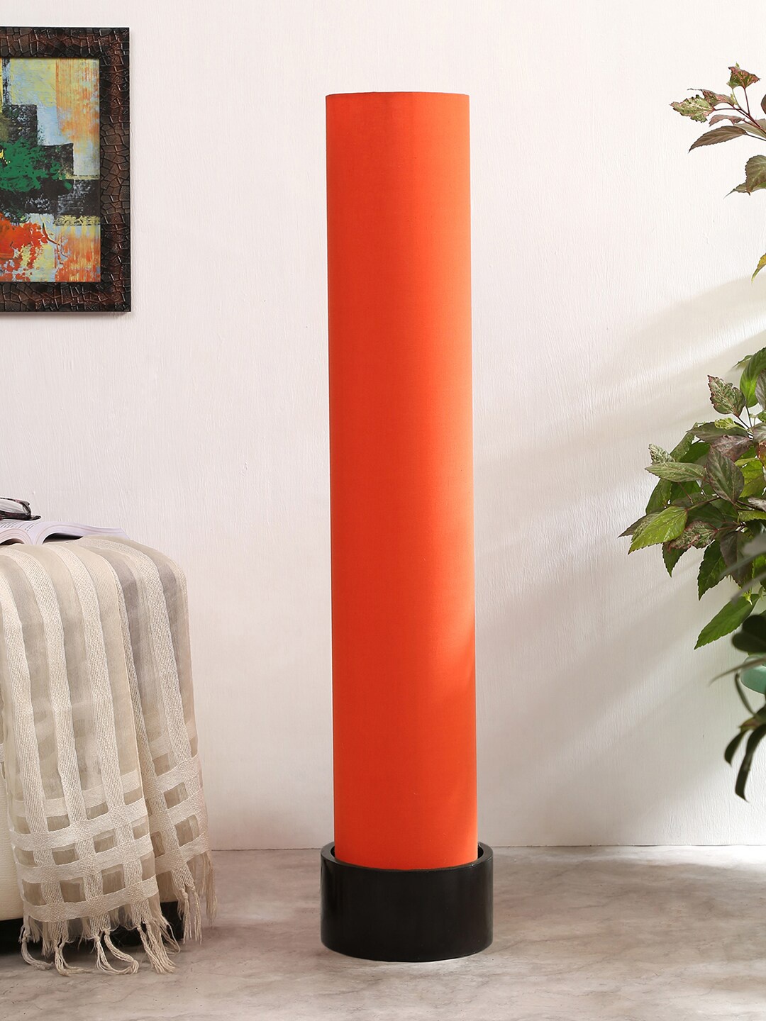 Devansh Orange Solid Cylindrical Column Lamp