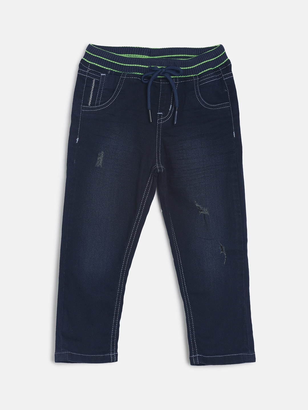 

TALES & STORIES Boys Blue Slim Fit Mid-Rise Low Distress Jeans