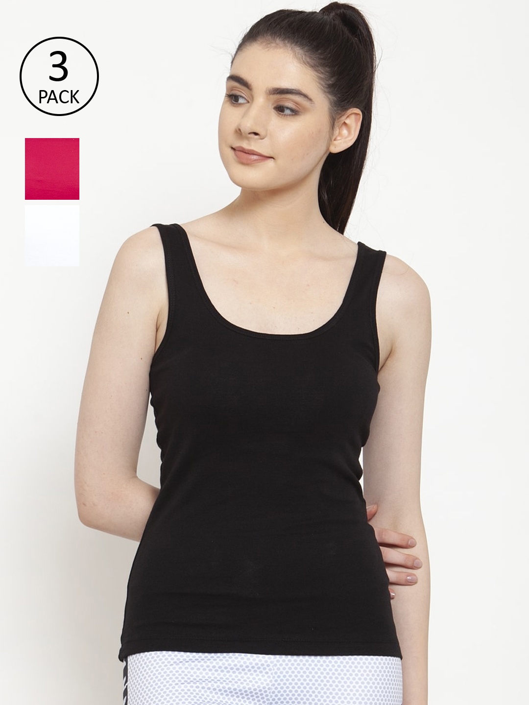 

Friskers Women Black Solid Tank Top