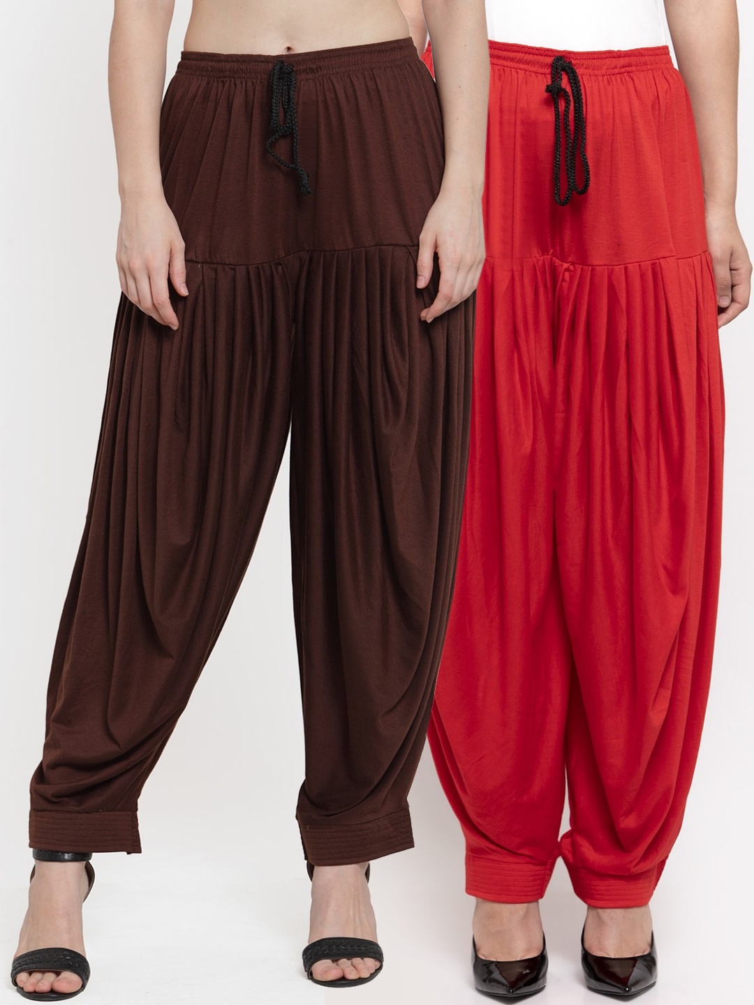 

GRACIT Women Pack Of 2 Solid Patiala, Red