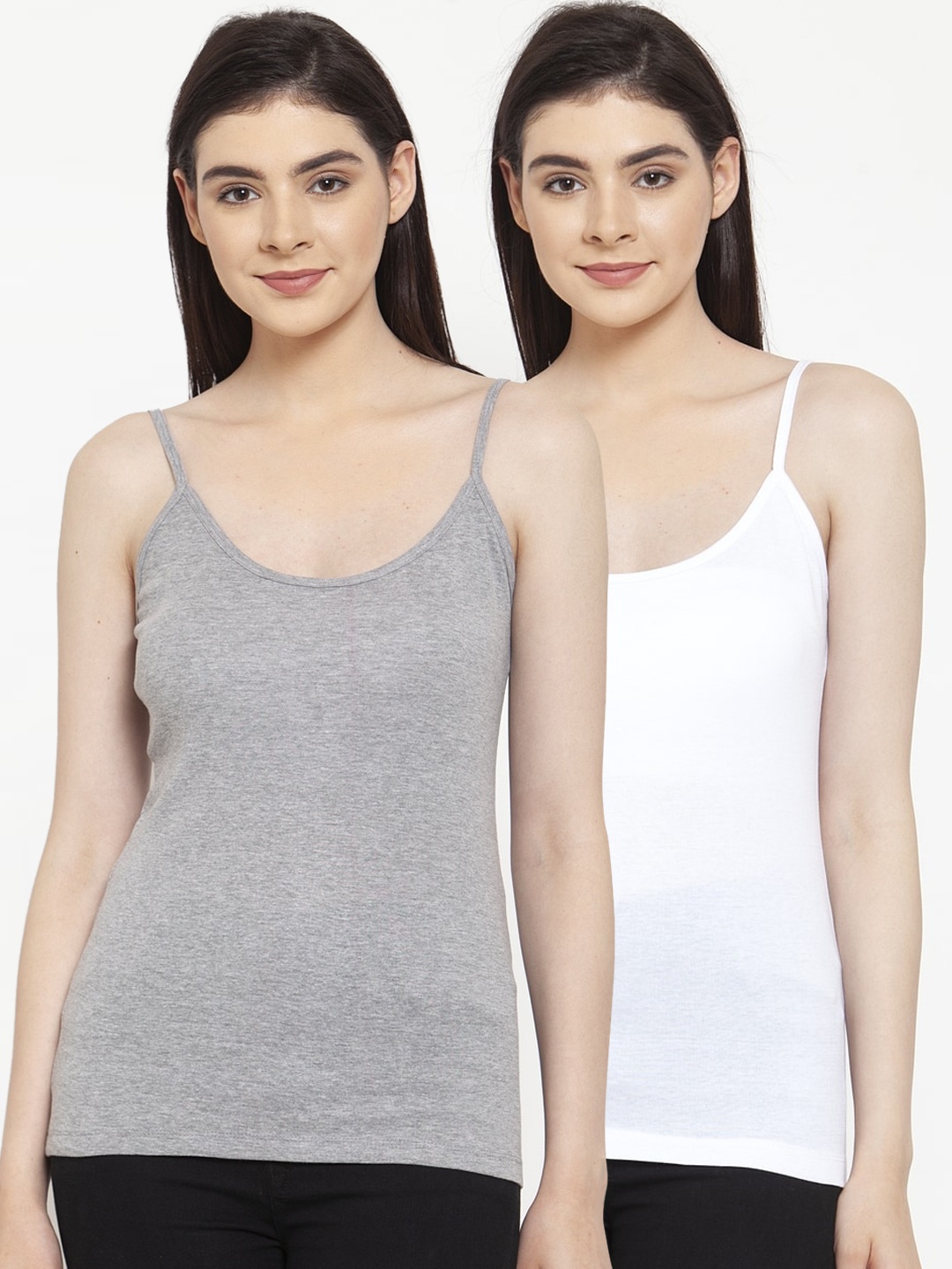 

Friskers Women Pack of 2 Solid Camisoles H-02-04-S, White