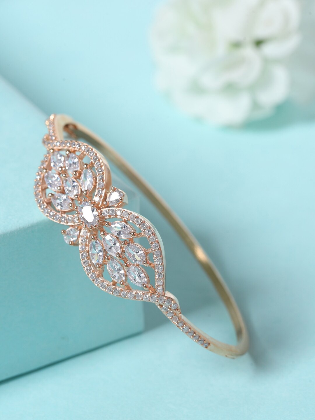 

Shoshaa Rose Gold-Plated Handcrafted Bangle-Style Bracelet