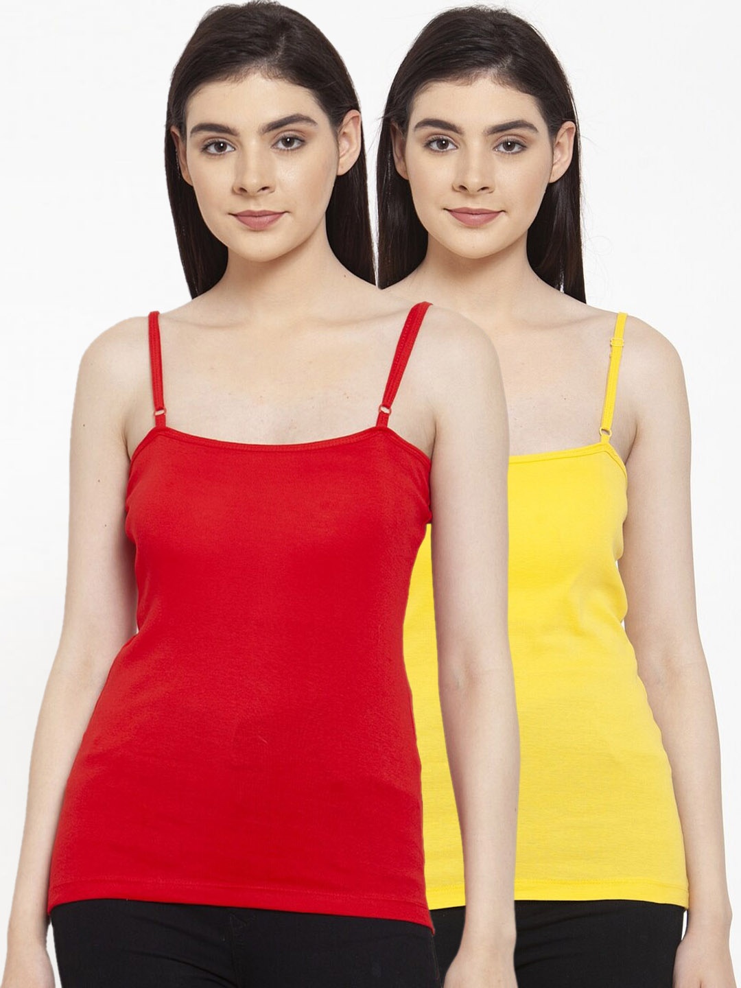 

Friskers Women Pack Of 2 Solid Camisoles E-03-06-S, Red