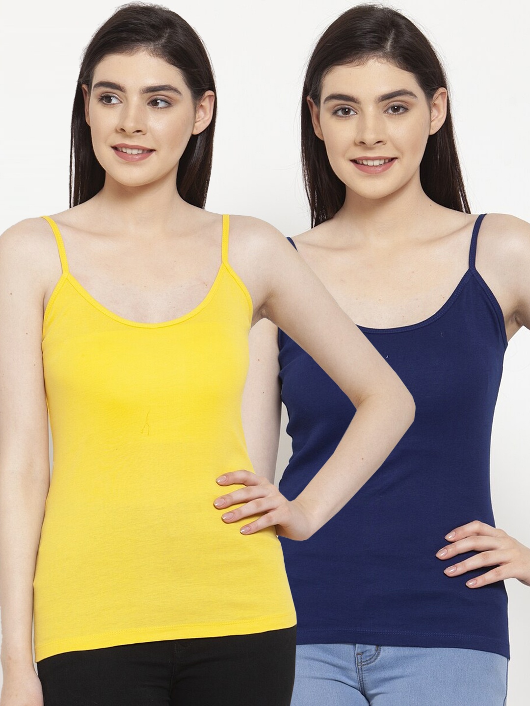

Friskers Women Pack Of 2 Solid Camisoles H-05-06-S, Blue