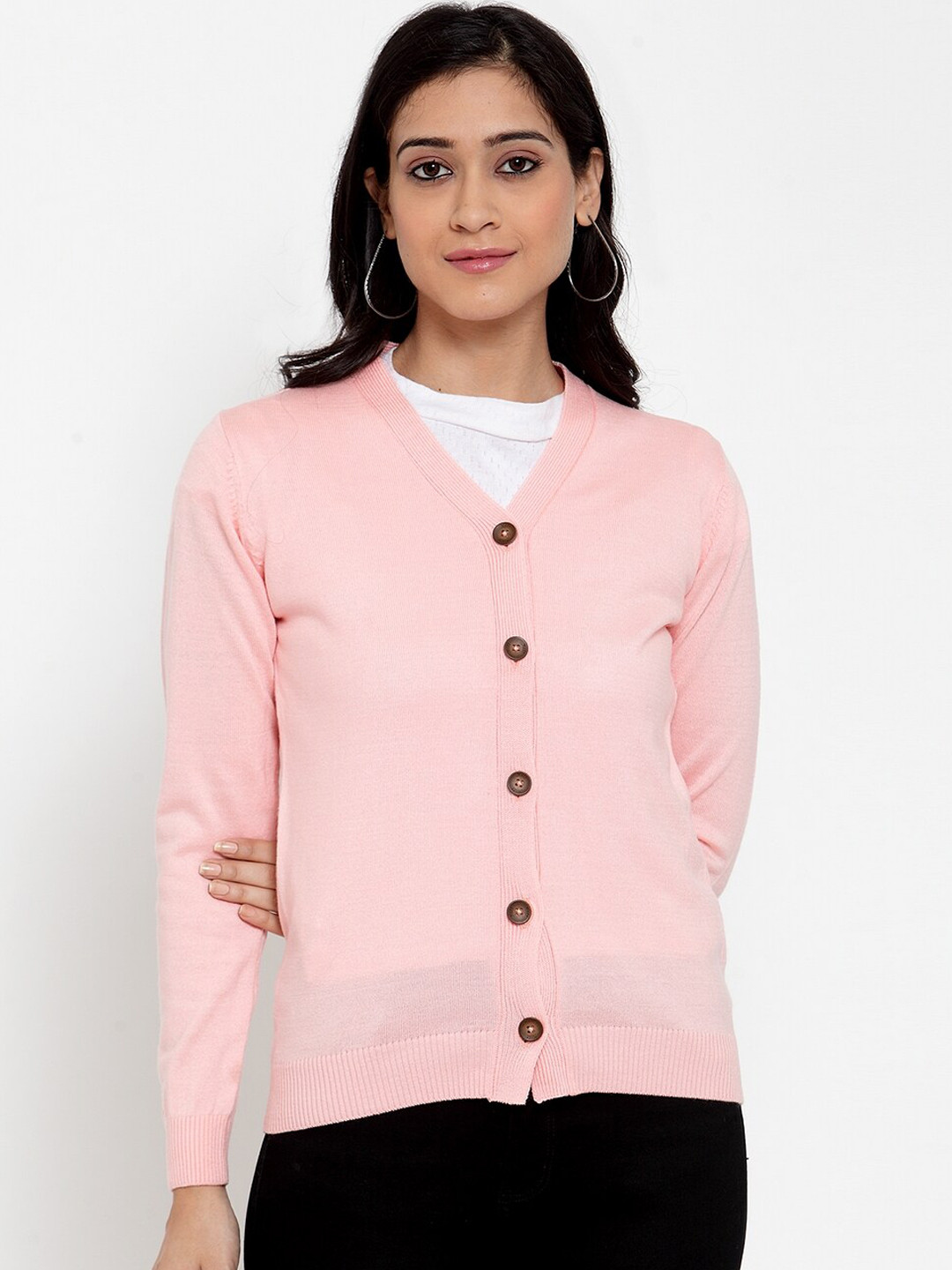 

Kalt Women Pink Solid Cardigan Sweater