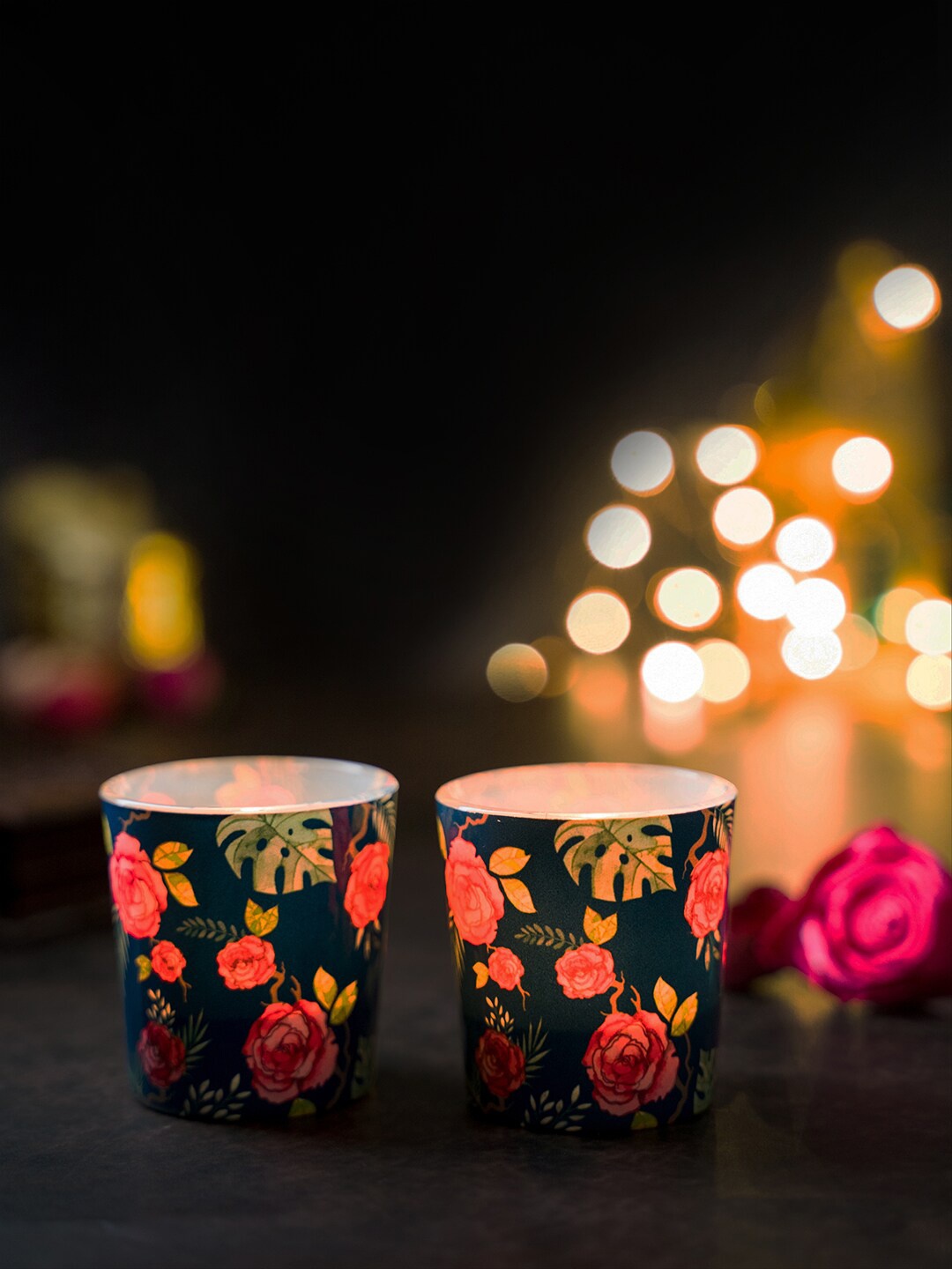 

KOLOROBIA Misty Morning Roses Votive Candle Holder, Assorted
