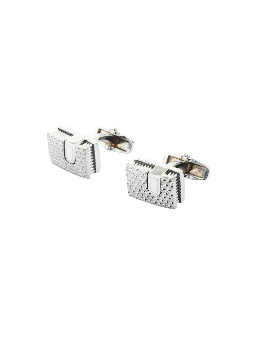 

The Tie Hub Rhodium-Plated Silver-Toned Rectangle Cufflinks