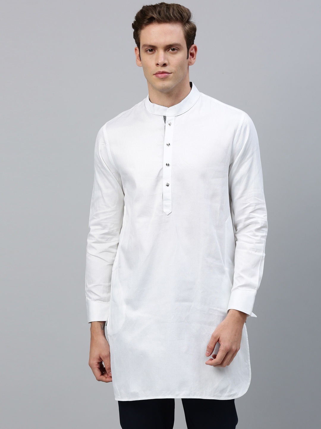 

RARE RABBIT Men White Solid Straight Kurta