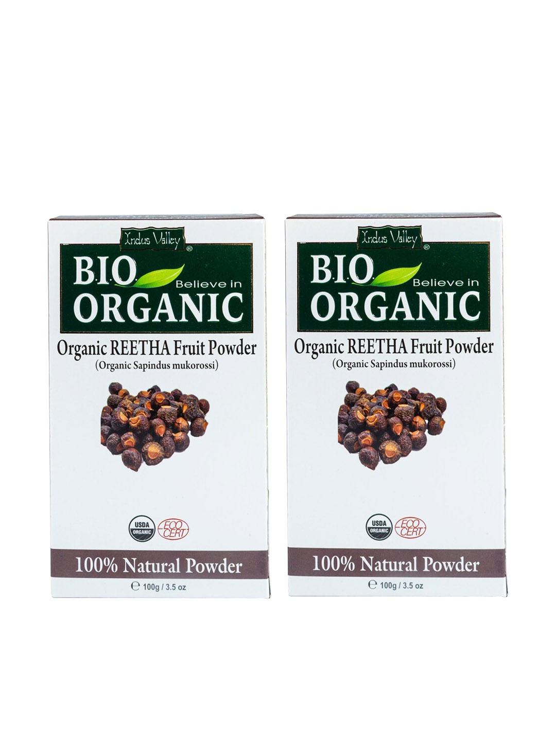 

Indus Valley Pack of 2 Bio Organic Reetha Powder, Brown