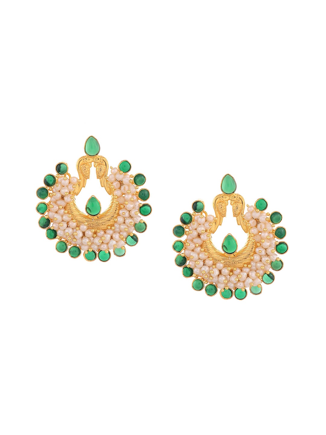 

Silvermerc Designs Gold & Green Crescent Shaped Drop Earrings