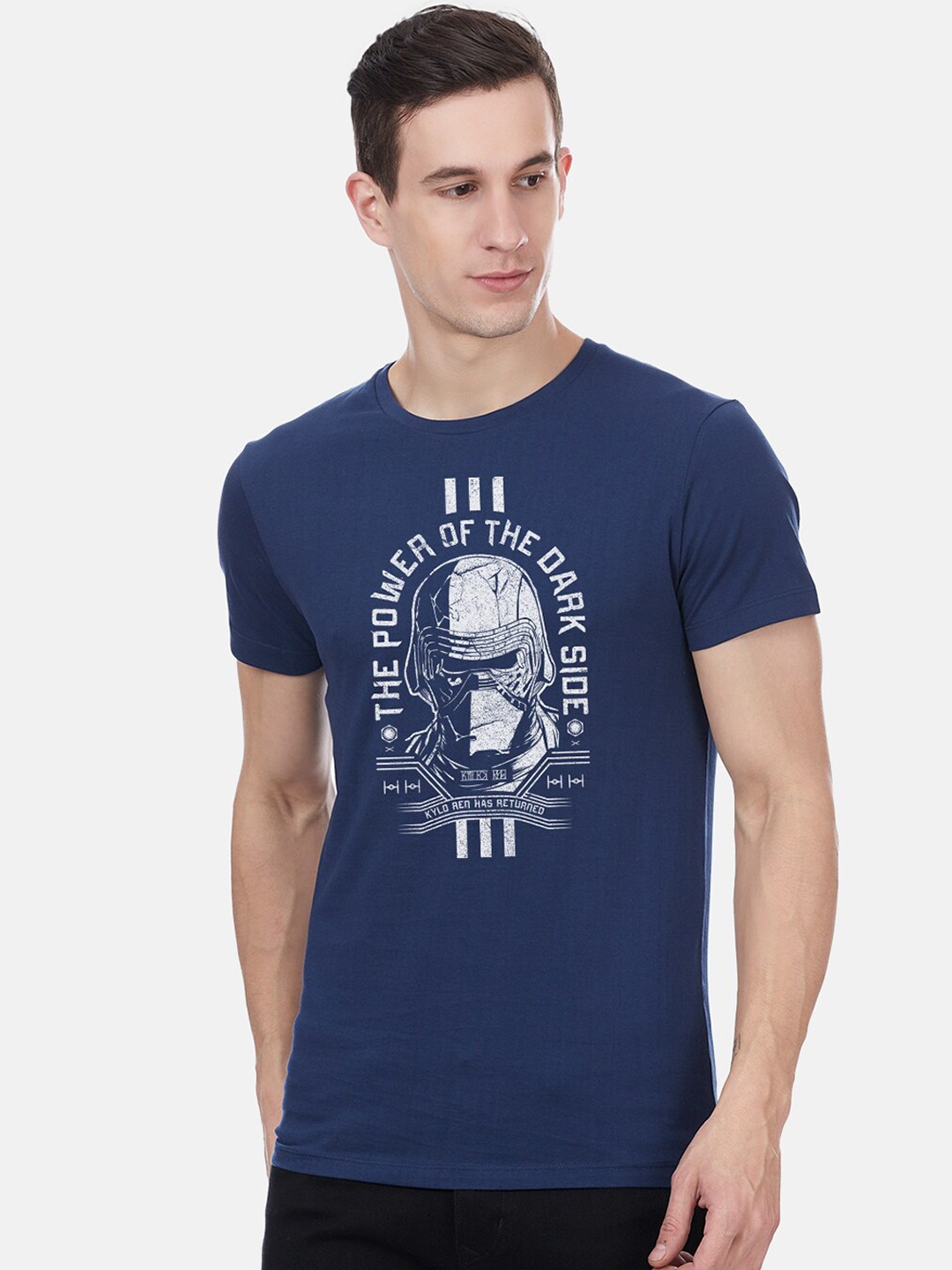 

Free Authority Men Blue Star Wars Print Pure Cotton T-shirt