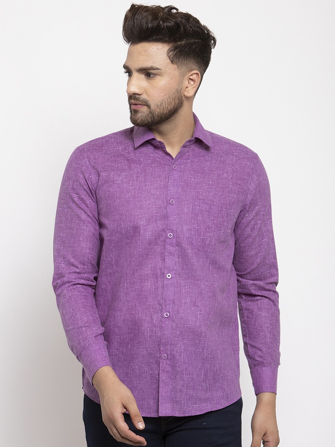 JAINISH Men Purple Smart Regular Fit Self Design Casual Shirt