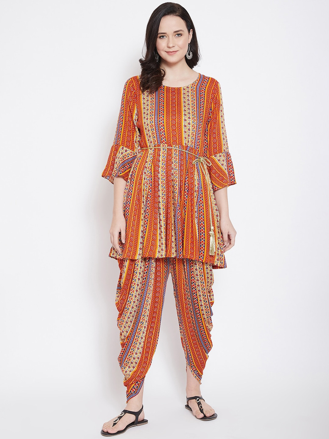 

Castle Women Brown & Beige Printed Kurta with Dhoti Pants