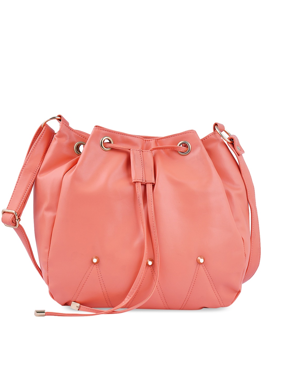 

WOMEN MARKS Peach-Coloured Solid Handheld Bag
