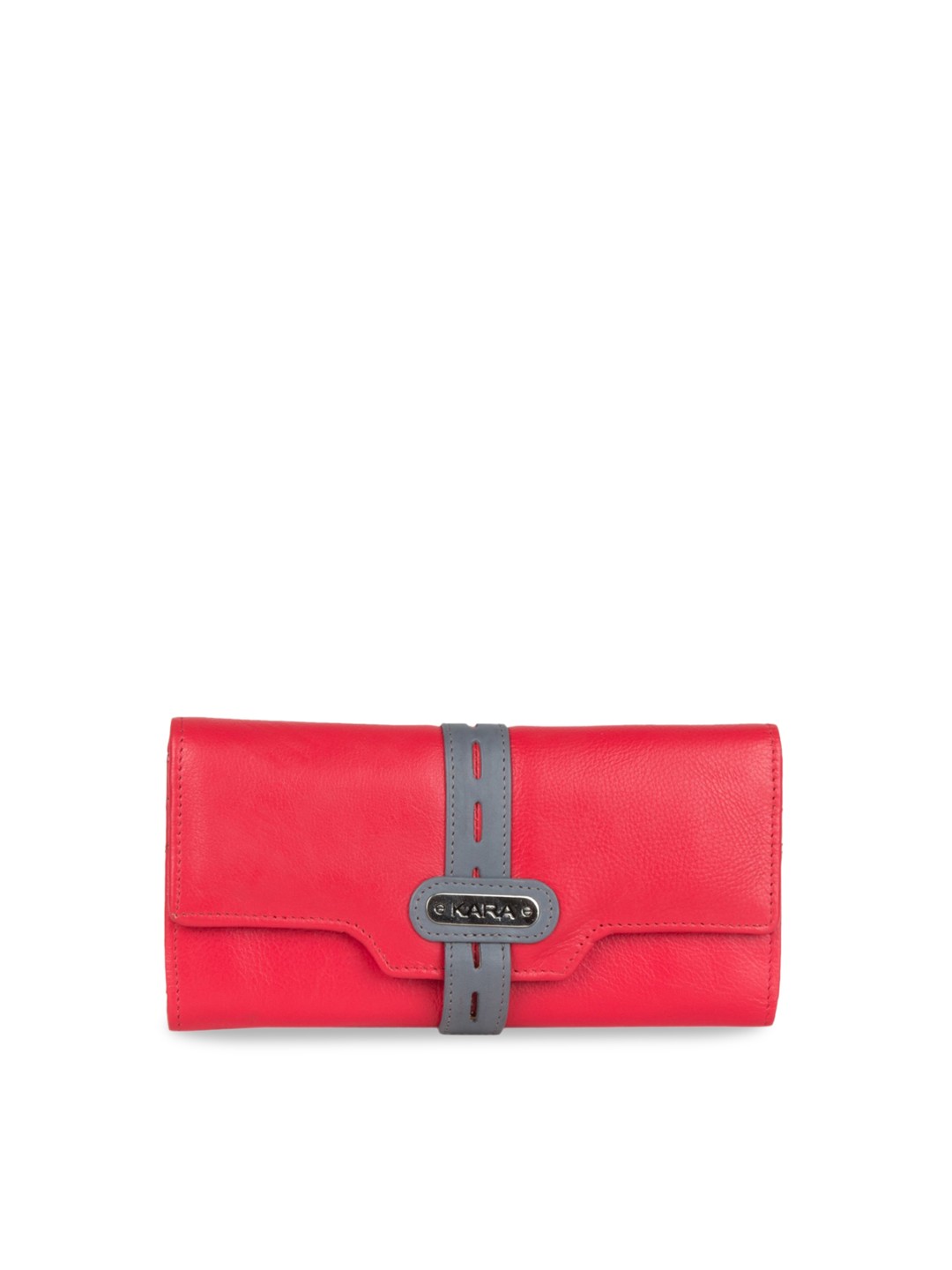 

Kara Red Solid Leather Purse Clutch