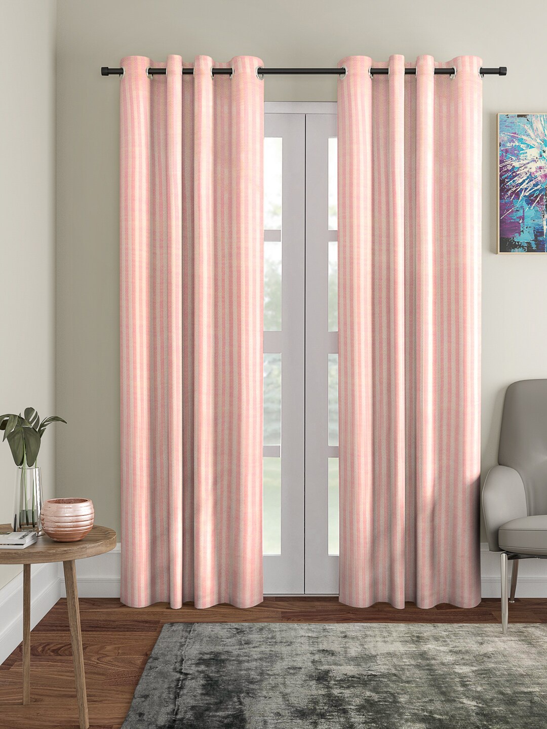 

ROMEE Pink Set of 2 Room Darkening Door Curtains