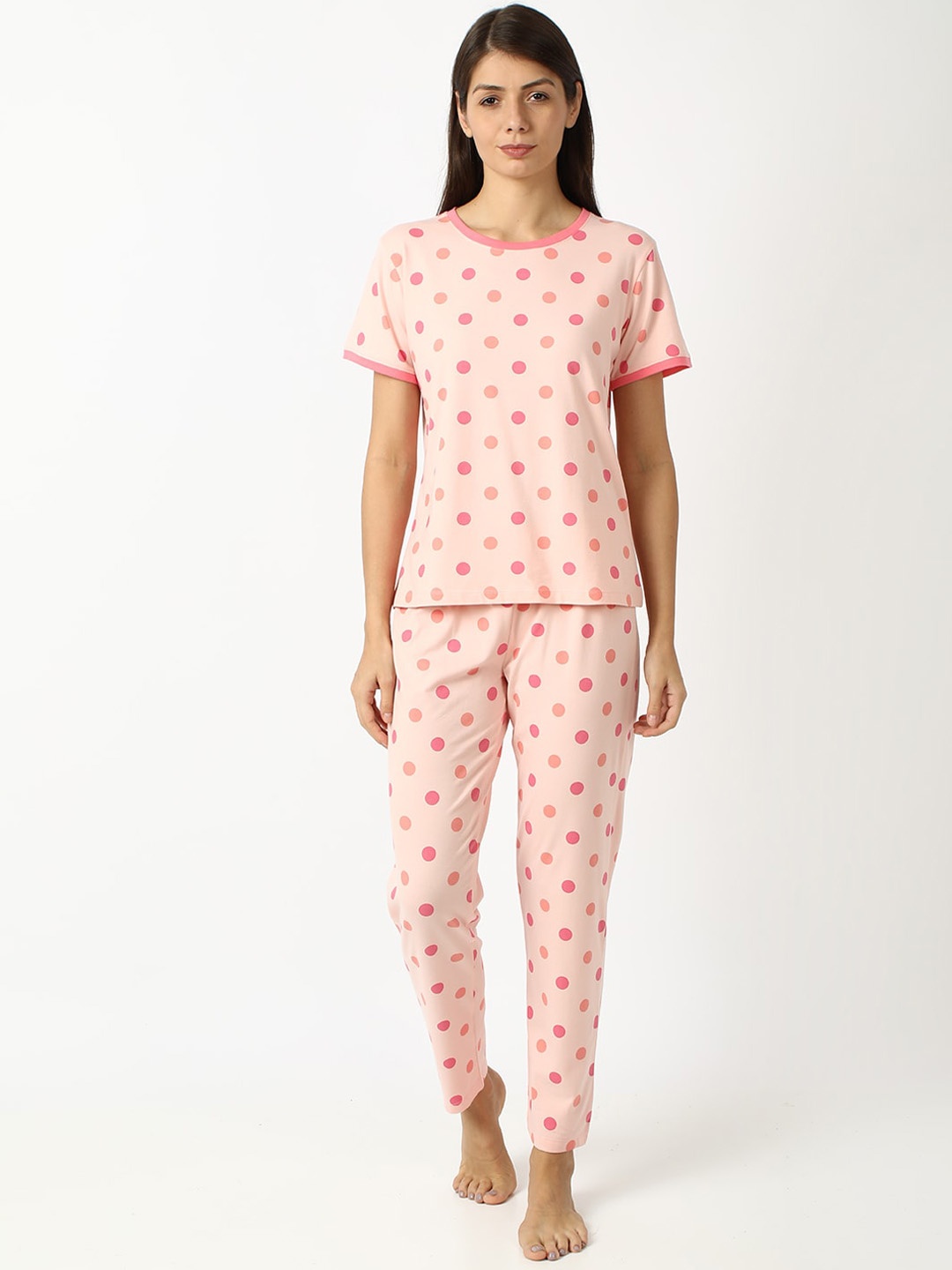

mackly Women Pink Printed Night suit