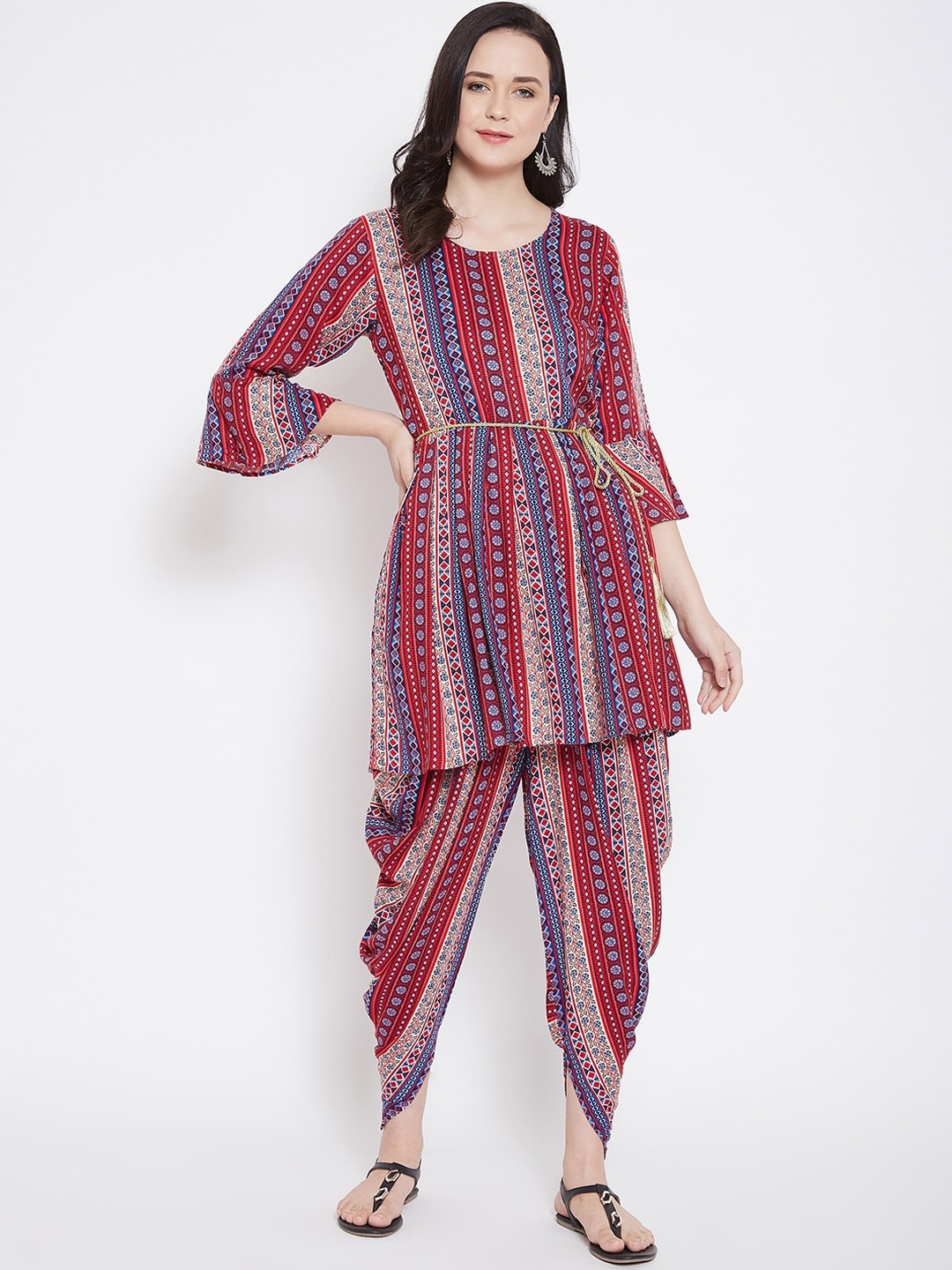 

Castle Women Blue & Red Printed Kurti with Dhoti Pants