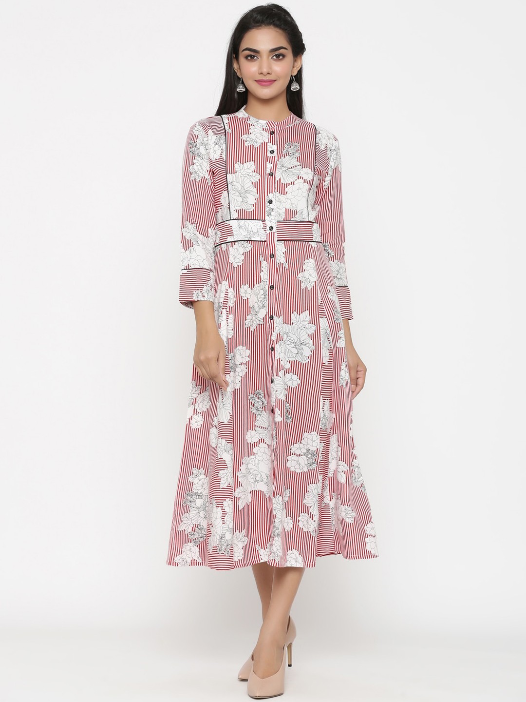 

RANGMAYEE Women Red Printed Shirt Dress