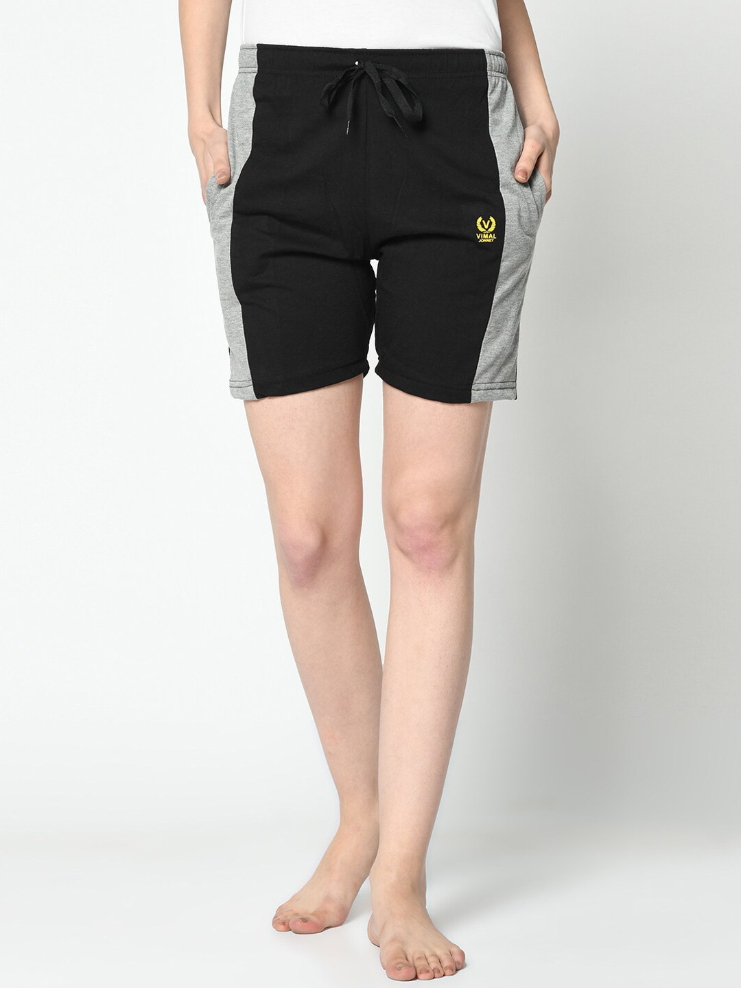 

VIMAL JONNEY Women Black Colourblocked Lounge Shorts