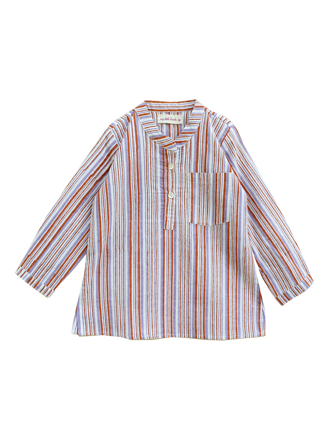 

My Little Lambs Boys Purple & Red Striped A-Line Kurta