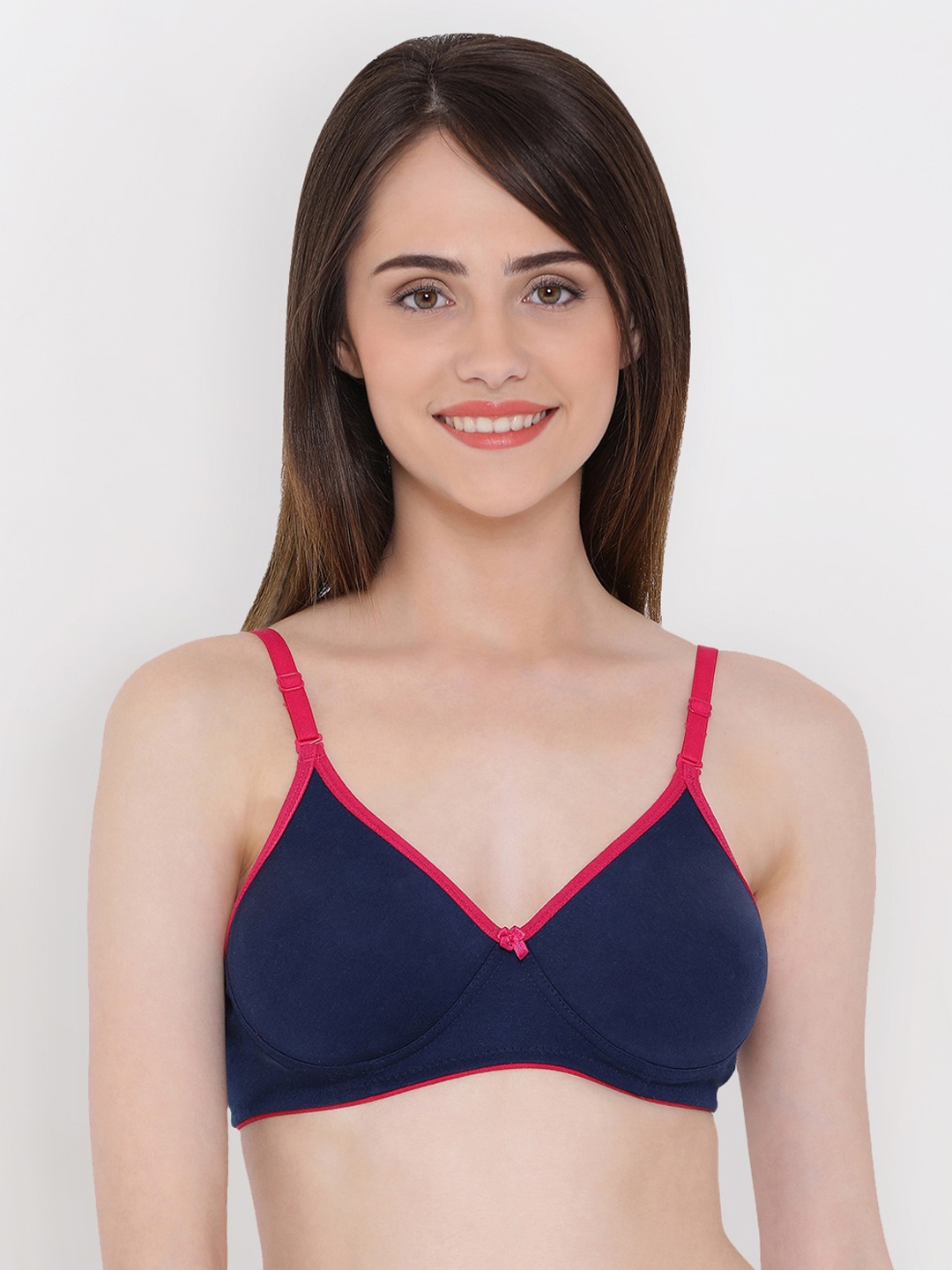 

Clovia Lightly Padded Non-Wired Cotton Rich Demi Cup Multiway T-shirt Bra BR1722P0832B, Navy blue
