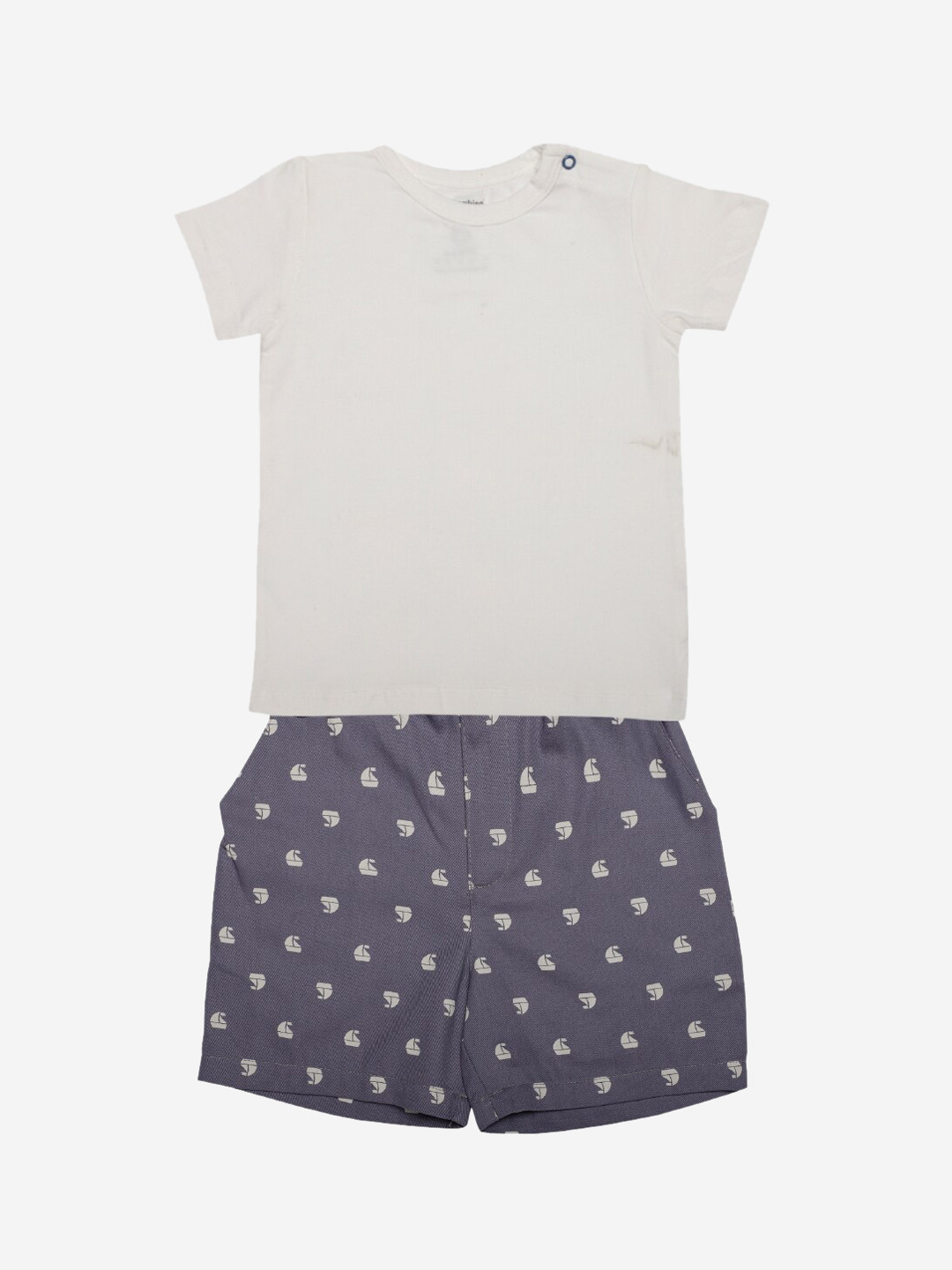 

Nino Bambino Unisex Kids Grey & Blue Printed Organic Cotton T-shirt with Shorts