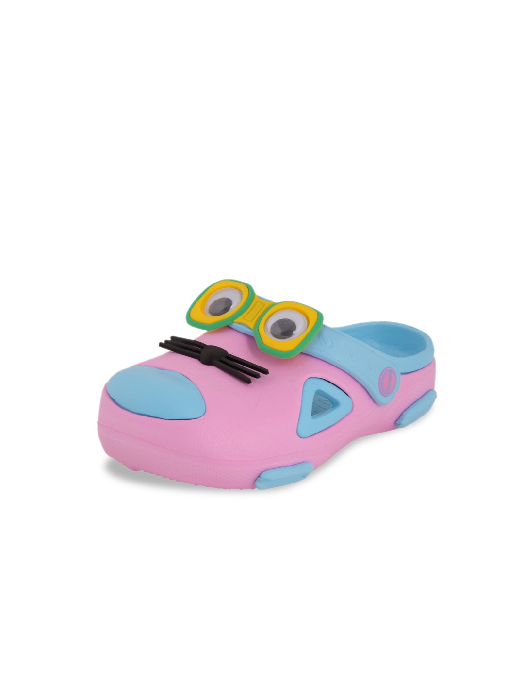 

Yellow Bee Girls Blue & Pink Colourblocked Mouse Design Clogs