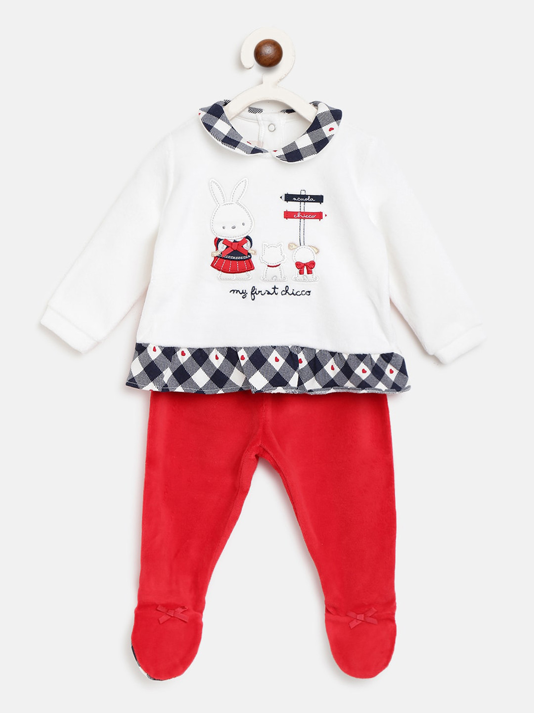 

Chicco Girls White & Red Checked T-shirt with Leggings