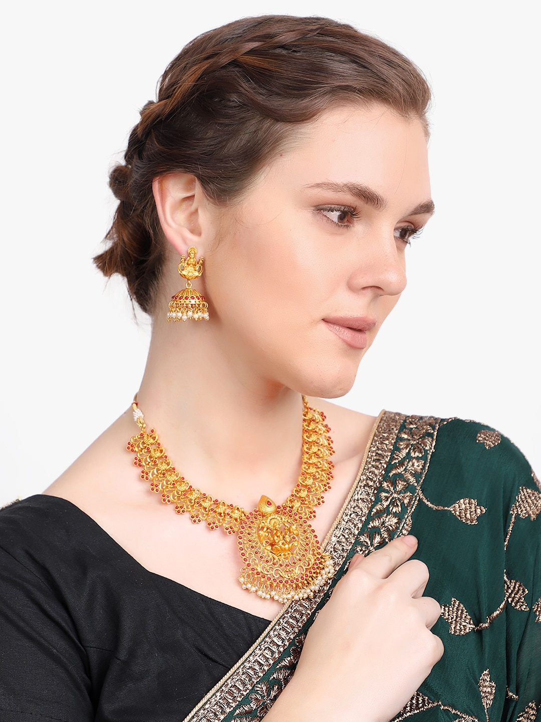 

Adwitiya Collection 24CT Gold-Plated Temple Jewellery Set