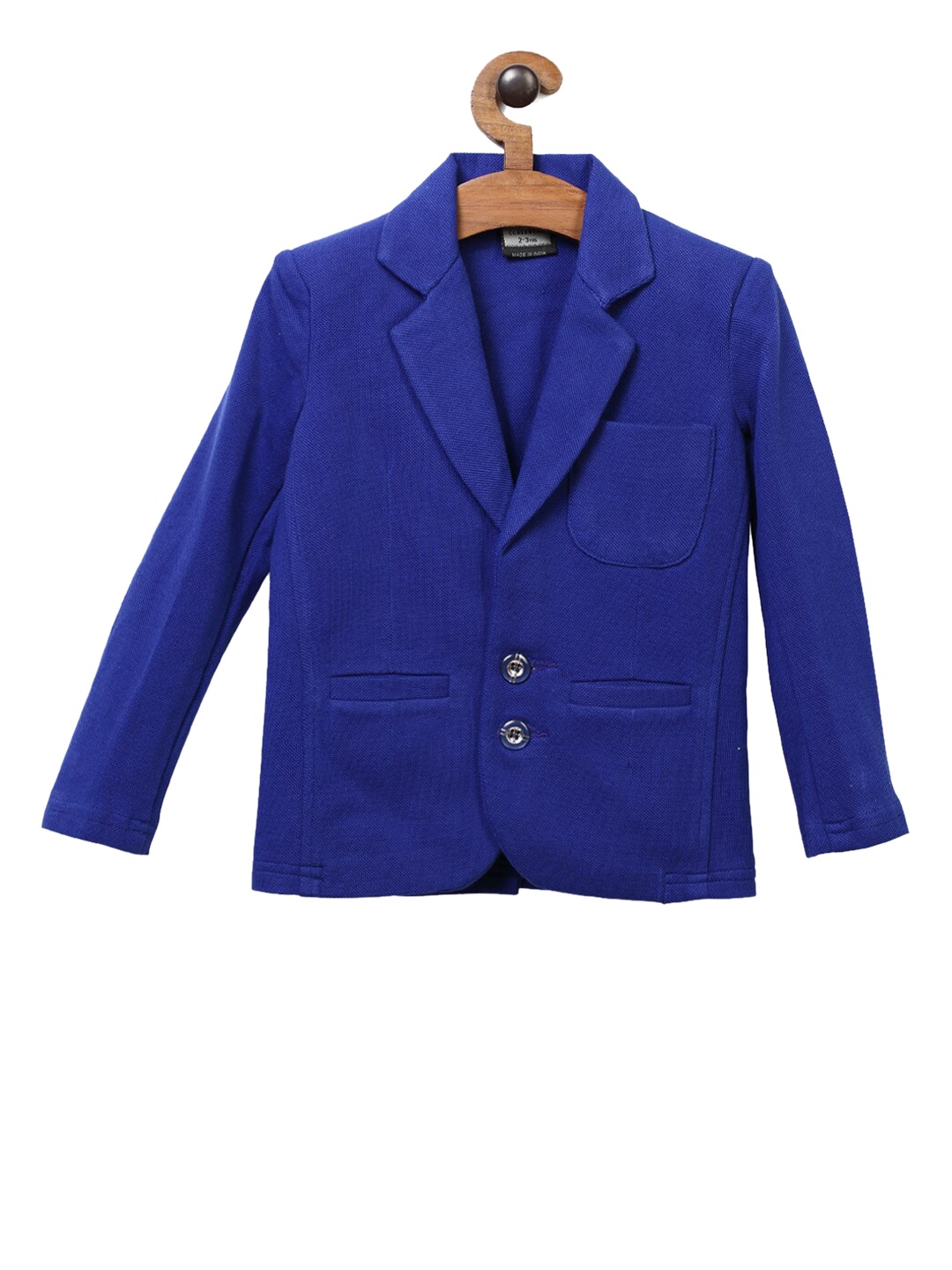 

RIKIDOOS Boys Blue Solid Single-Breasted Casual Blazer