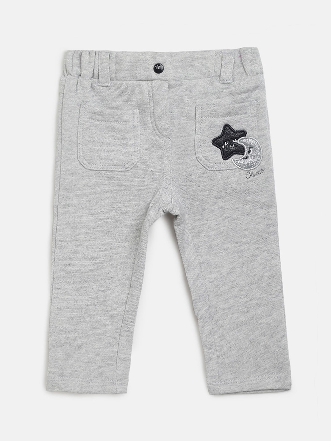

Chicco Girls Grey Regular Fit Solid Regular Trousers