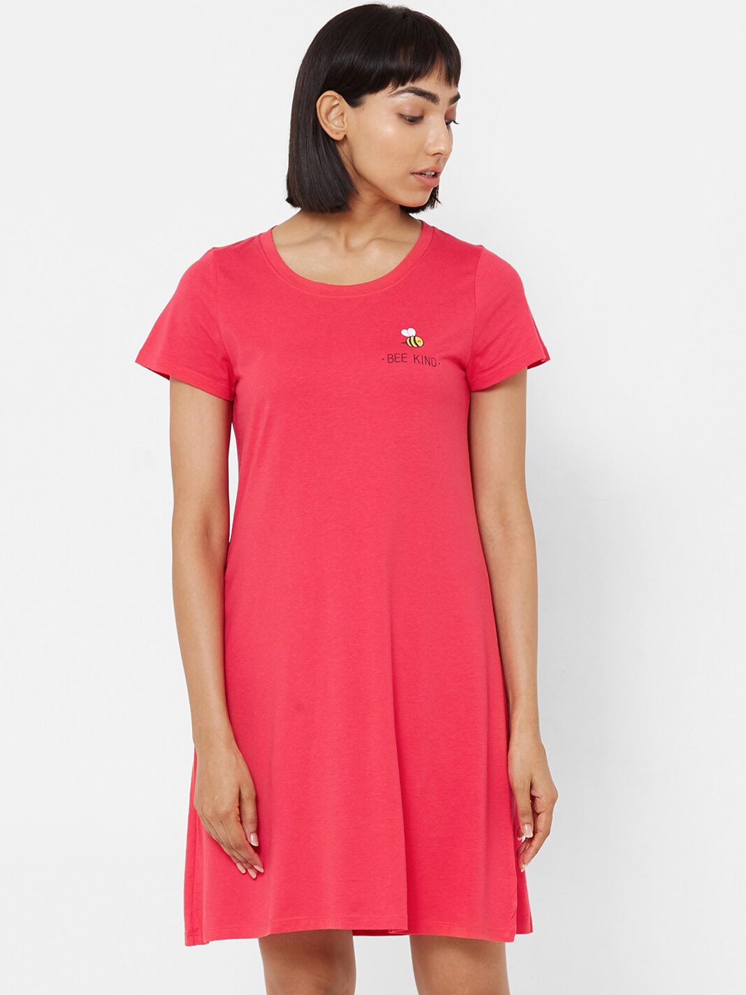 

Soie Women Pink Solid Sleep Shirt