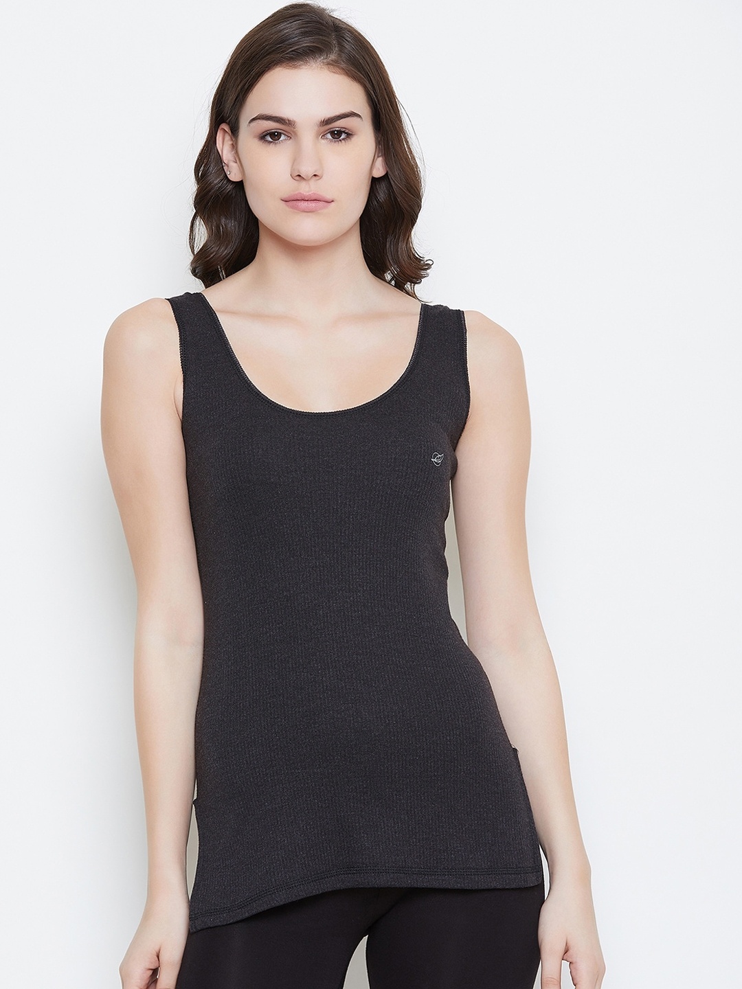 

NEVA Women Charcoal-Grey Solid Thermal Top