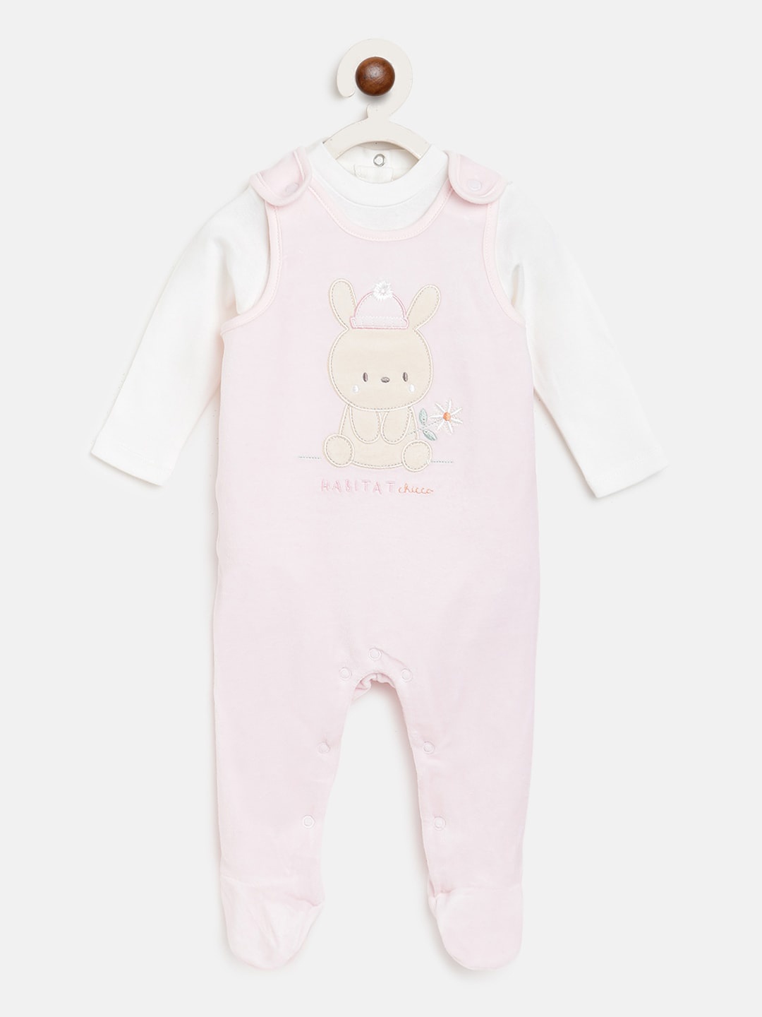 

Chicco Pack Of 2 Unisex Kids Pink & White Solid Bodysuits
